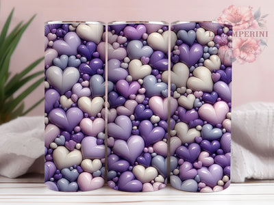 3D Purple Heart Tumbler, 3D Puffy Style, Valentine Theme, Romantic Design, Cute Pattern, Vibrant Colors, 20Oz Tumbler, Sublimation Wrap Sublimation Li Zamperini 
