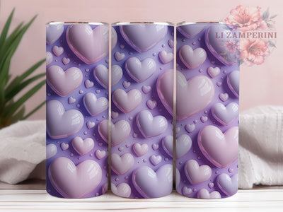3D Purple Heart Tumbler, 3D Puffy Style, Valentine Theme, Romantic Design, Cute Pattern, Vibrant Colors, 20Oz Tumbler, Sublimation Wrap Sublimation Li Zamperini 