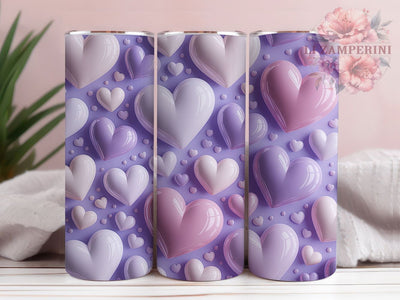 3D Purple Heart Tumbler, 3D Puffy Style, Valentine Theme, Romantic Design, Cute Pattern, Vibrant Colors, 20Oz Tumbler, Sublimation Wrap Sublimation Li Zamperini 