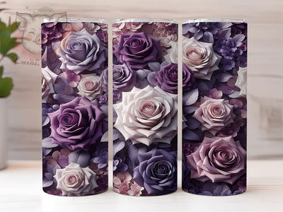 3D Purple Roses Floral Tumbler, Seamless Floral Tumbler, 3D Flower Wrap, Colorful Roses Wrap, Elegant Floral Wrap, Sublimation Design, Trendy Gift Idea Sublimation Lara' s Designs 