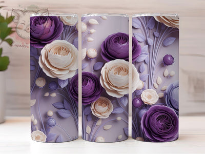 3D Purple Roses Floral Tumbler, Seamless Floral Tumbler, 3D Flower Wrap, Colorful Roses Wrap, Elegant Floral Wrap, Sublimation Design, Trendy Gift Idea Sublimation Lara' s Designs 