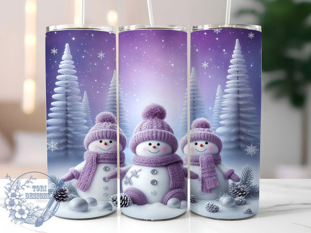 3D Purple Snowman Christmas Tumbler, Christmas Snowman Wrap, Festive Purple Sublimation Design, 20oz Snowman Holiday Tumbler, Whimsical Winter Mug, Cute Purple Christmas Cup, Frosty Snowman Art Sublimation ToriDesigns 