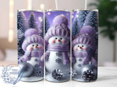 3D Purple Snowman Christmas Tumbler, Christmas Snowman Wrap, Festive Purple Sublimation Design, 20oz Snowman Holiday Tumbler, Whimsical Winter Mug, Cute Purple Christmas Cup, Frosty Snowman Art Sublimation ToriDesigns 
