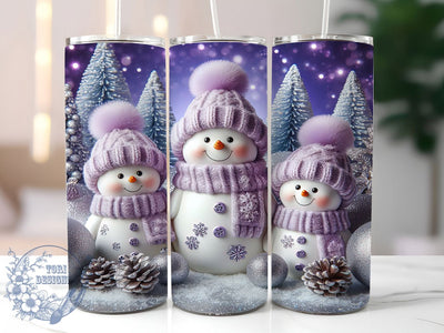 3D Purple Snowman Christmas Tumbler, Christmas Snowman Wrap, Festive Purple Sublimation Design, 20oz Snowman Holiday Tumbler, Whimsical Winter Mug, Cute Purple Christmas Cup, Frosty Snowman Art Sublimation ToriDesigns 