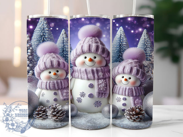 3D Purple Snowman Christmas Tumbler, Christmas Snowman Wrap, Festive Purple Sublimation Design, 20oz Snowman Holiday Tumbler, Whimsical Winter Mug, Cute Purple Christmas Cup, Frosty Snowman Art Sublimation ToriDesigns 
