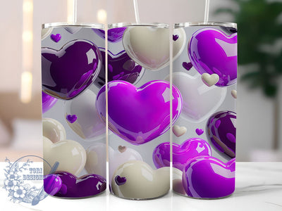 3D Purple Valentine Hearts Tumbler, Valentine's Day Tumbler, 20Oz Sublimation, Romantic Heart Design, Purple Love Printable, Valentine Tumbler Wrap, 3D Heart Theme Sublimation ToriDesigns 