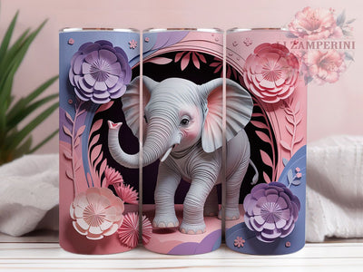 3D Quilled Elephant Tumbler, Quilled Paper, Animal Art, Sublimation Art, 20oz Tumbler, Cute Design, Exotic Wrap Sublimation Li Zamperini 