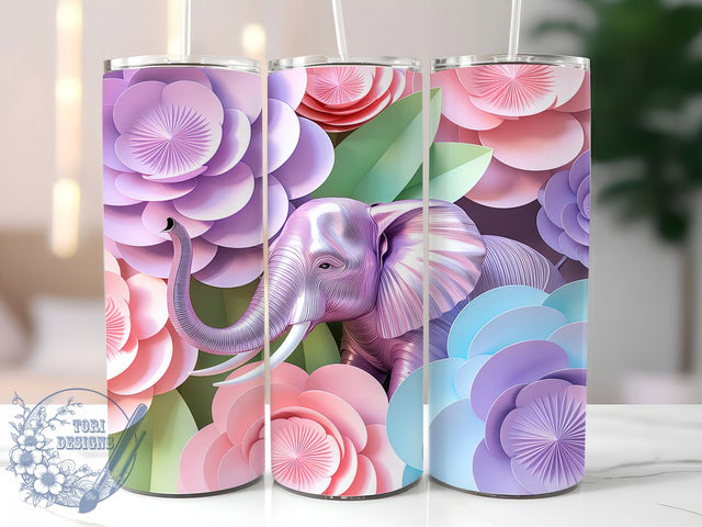 3D Quilled Paper Elephant Tumbler, Quilled Paper Elephant, Paper Art Elephant Design, 20Oz Sublimation Wrap, Textured Elephant Art, Quilled Paper Texture, Tumbler Sublimation Sublimation ToriDesigns 