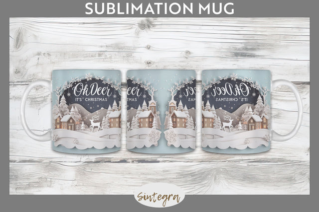 3D Quote Oh Deer, It' s Christmas Mug Wrap Sublimation Sublimation Sintegra 