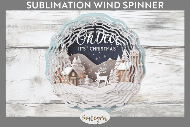 3D Quote Oh Deer, It's Christmas Wind Spinner Sublimation Sublimation Sintegra 