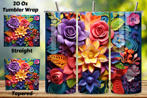 3D Rainbow Bloom Tumbler Wrap | 20 oz Skinny Tumbler Wrap Sublimation FloridPrintables 