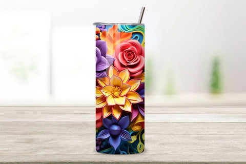 3D Rainbow Bloom Tumbler Wrap | 20 oz Skinny Tumbler Wrap Sublimation FloridPrintables 
