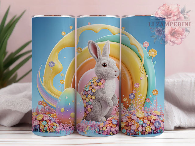 3D Rainbow Easter Bunny Tumbler, 3D Easter Tumbler, Spring Bunny Wrap, Colorful Bunny Wrap, Festive Easter Wrap, Sublimation Design, Trendy Gift Idea Sublimation Li Zamperini 