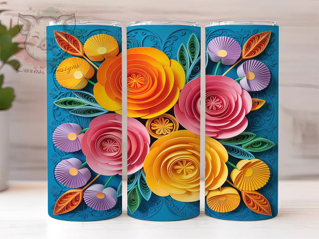 3D Rainbow Floral Tumbler, Colorful Floral, Rainbow Flower Design, Vibrant Tumbler, 3D Floral Wrap, Bright Sublimation, Color Burst Flowers Sublimation Lara' s Designs 