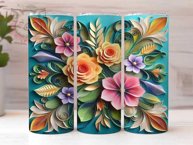 3D Rainbow Floral Tumbler, Colorful Floral, Rainbow Flower Design, Vibrant Tumbler, 3D Floral Wrap, Bright Sublimation, Color Burst Flowers Sublimation Lara' s Designs 