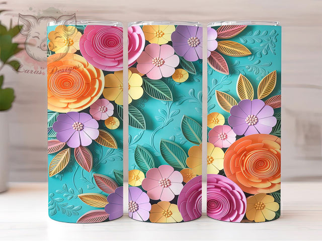 3D Rainbow Floral Tumbler, Colorful Floral, Rainbow Flower Design, Vibrant Tumbler, 3D Floral Wrap, Bright Sublimation, Color Burst Flowers Sublimation Lara' s Designs 