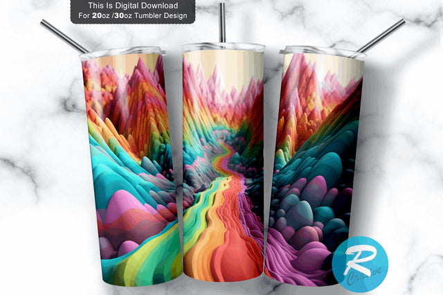 3D Rainbow Mountain 20 Oz Tumbler warp Sublimation Regulrcrative 