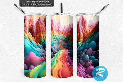 3D Rainbow Mountain 20 Oz Tumbler warp Sublimation Regulrcrative 