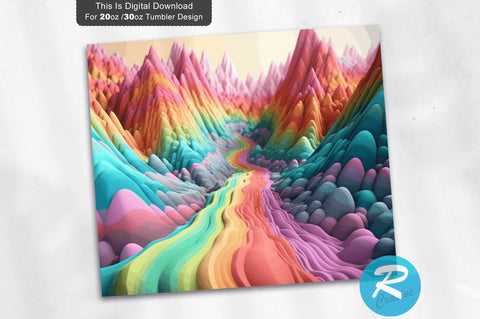 3D Rainbow Mountain 20 Oz Tumbler warp Sublimation Regulrcrative 