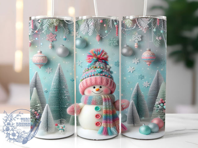 3D Rainbow Snowman Christmas Tumbler, Rainbow Christmas Wrap, Festive Snowman Sublimation, Colorful Holiday Cup, 20Oz Skinny Tumbler Wrap, Whimsical Winter Mug, Bright Christmas Design Sublimation ToriDesigns 