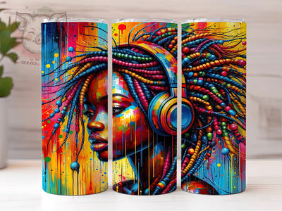 3D Rasta Braided Girl Tumbler, Black Girl, Rasta Style, Braids Theme, Colorful Pattern, 20Oz Tumbler, Sublimation Wrap Sublimation Lara' s Designs 