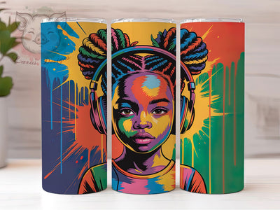 3D Rasta Braided Girl Tumbler, Black Girl, Rasta Style, Braids Theme, Colorful Pattern, 20Oz Tumbler, Sublimation Wrap Sublimation Lara' s Designs 