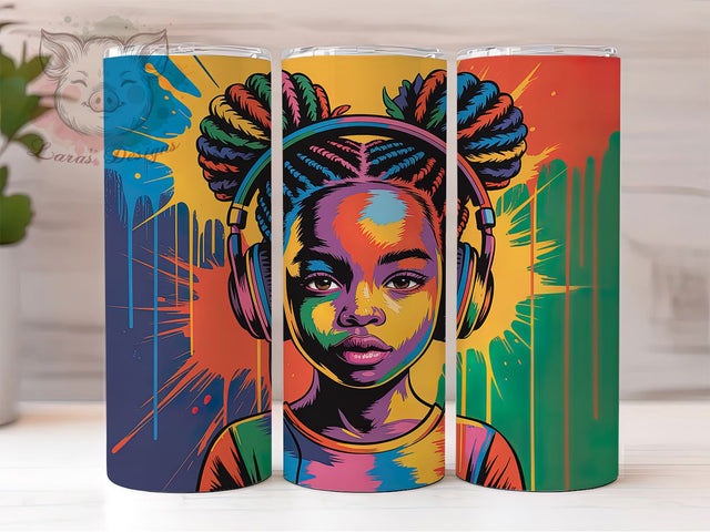3D Rasta Braided Girl Tumbler, Black Girl, Rasta Style, Braids Theme, Colorful Pattern, 20Oz Tumbler, Sublimation Wrap Sublimation Lara' s Designs 
