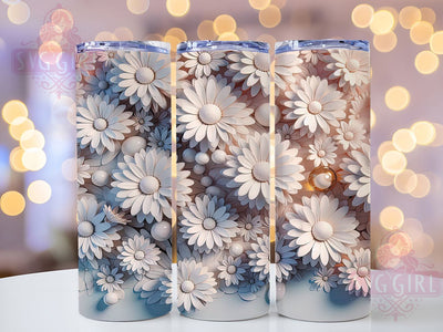 3D Realistic Daisy Floral Tumbler, White Flower Wrap, Floral Sublimation Design, Realistic Daisy Cup, Spring Bloom Tumbler, Nature Floral Wrap, Elegant Flower Print Sublimation SvggirlplusArt 