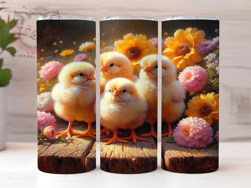 3D Realistic Easter Chick Tumbler, 3D Chicken Tumbler, Easter Farm Wrap, Stylish 20oz Wrap, Sublimation Design, Trendy Gift Idea, Inspirational Easter Tumbler Sublimation Lara' s Designs 