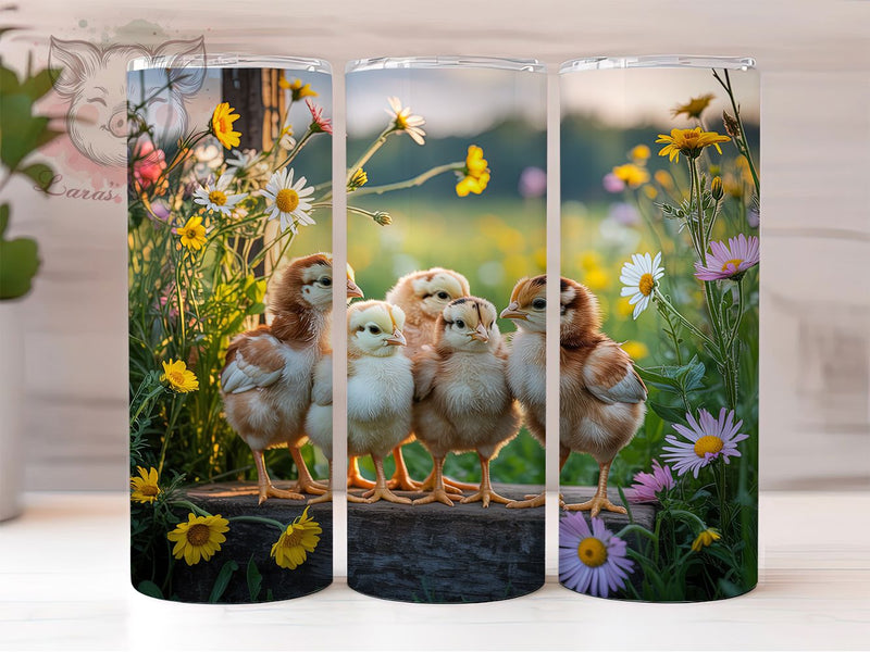 3D Realistic Easter Chick Tumbler, 3D Chicken Tumbler, Easter Farm Wrap, Stylish 20oz Wrap, Sublimation Design, Trendy Gift Idea, Inspirational Easter Tumbler Sublimation Lara' s Designs 