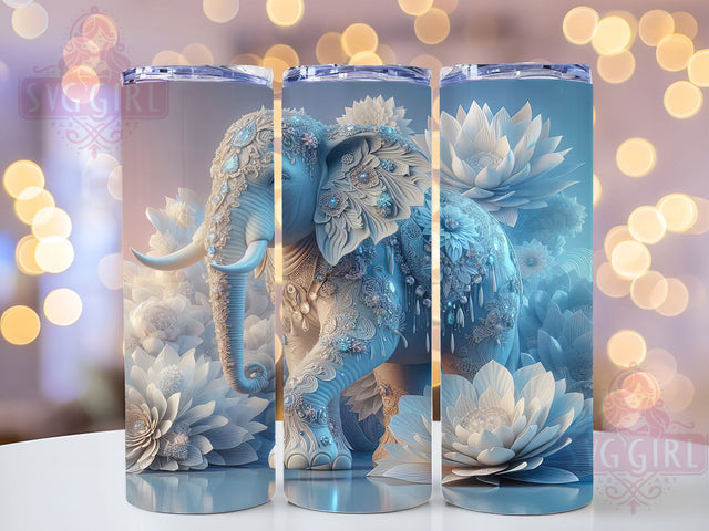 3D Realistic Elephant Tumbler, Animal Wrap Design, Wildlife Art Style, Sublimation Cup, 20oz Skinny Tumbler, Safari Drinkware, Realistic Animal Style Sublimation SvggirlplusArt 