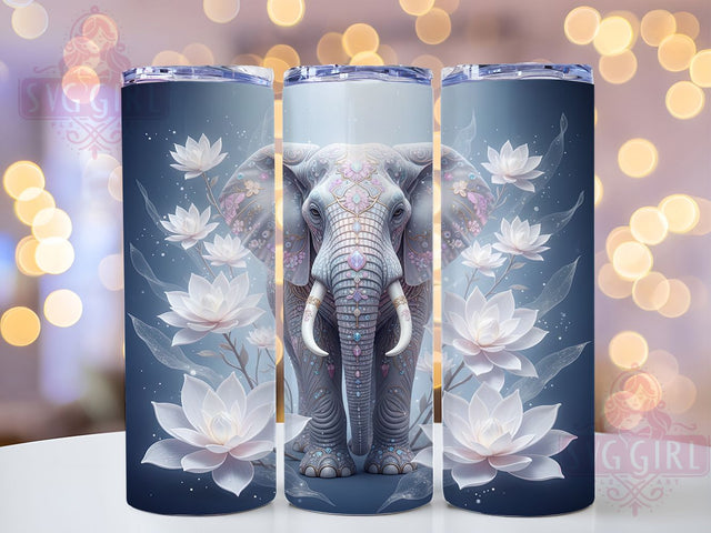 3D Realistic Elephant Tumbler, Animal Wrap Design, Wildlife Art Style, Sublimation Cup, 20oz Skinny Tumbler, Safari Drinkware, Realistic Animal Style Sublimation SvggirlplusArt 