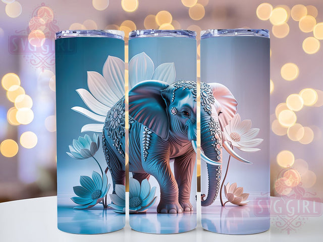 3D Realistic Elephant Tumbler, Animal Wrap Design, Wildlife Art Style, Sublimation Cup, 20oz Skinny Tumbler, Safari Drinkware, Realistic Animal Style Sublimation SvggirlplusArt 