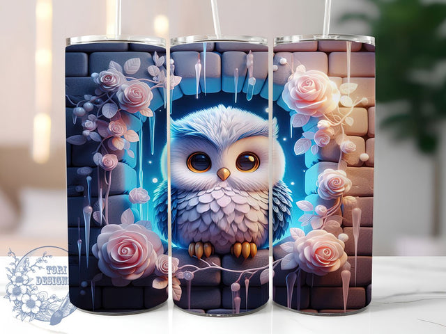 3D Realistic Owl Wall Break Tumbler, Owl Wall Break Wrap, Bird Lover Cup, Realistic Owl Sublimation, Nature Wildlife Mug, Hole In Wall Design, Nocturnal Bird Tumbler Sublimation ToriDesigns 