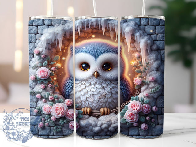 3D Realistic Owl Wall Break Tumbler, Owl Wall Break Wrap, Bird Lover Cup, Realistic Owl Sublimation, Nature Wildlife Mug, Hole In Wall Design, Nocturnal Bird Tumbler Sublimation ToriDesigns 