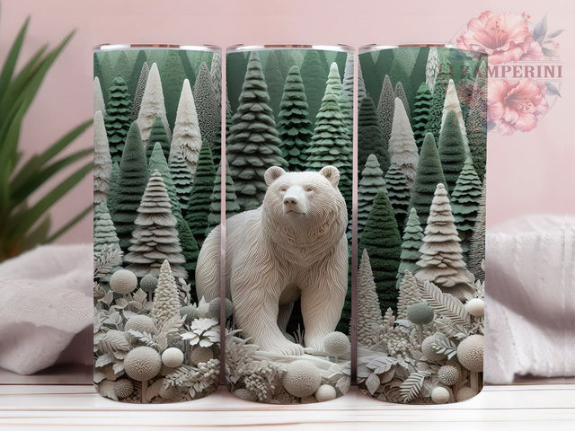 3D Realistic Polar Bear Tumbler, Polar Bear Pattern, White Bear Design, 20Oz Sublimation Wrap, Realistic Bear Art, Arctic Bear Texture, Tumbler Sublimation Sublimation Li Zamperini 