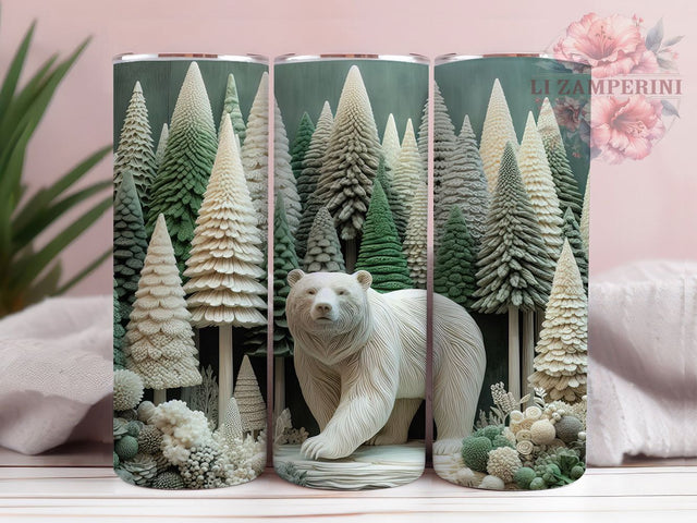 3D Realistic Polar Bear Tumbler, Polar Bear Pattern, White Bear Design, 20Oz Sublimation Wrap, Realistic Bear Art, Arctic Bear Texture, Tumbler Sublimation Sublimation Li Zamperini 