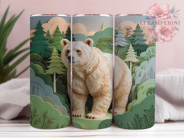3D Realistic Polar Bear Tumbler, Polar Bear Pattern, White Bear Design, 20Oz Sublimation Wrap, Realistic Bear Art, Arctic Bear Texture, Tumbler Sublimation Sublimation Li Zamperini 