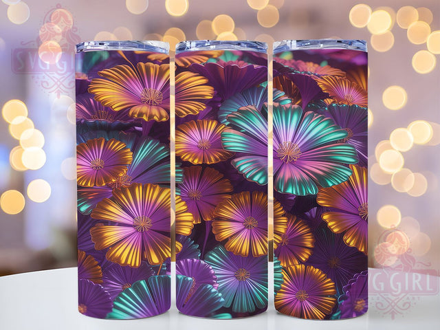 3D Realistic Spring Flowers Tumbler, Seamless Floral Wrap, Watercolor Flower Design, Sublimation Cup, 20oz Skinny Tumbler, Botanical Drinkware, Pastel Floral Style Sublimation SvggirlplusArt 