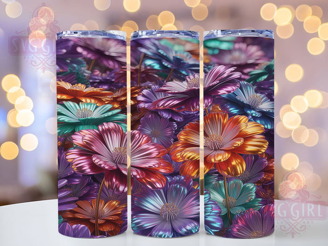 3D Realistic Spring Flowers Tumbler, Seamless Floral Wrap, Watercolor Flower Design, Sublimation Cup, 20oz Skinny Tumbler, Botanical Drinkware, Pastel Floral Style Sublimation SvggirlplusArt 