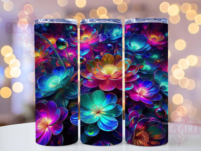 3D Realistic Spring Flowers Tumbler, Seamless Floral Wrap, Watercolor Flower Design, Sublimation Cup, 20oz Skinny Tumbler, Botanical Drinkware, Pastel Floral Style Sublimation SvggirlplusArt 