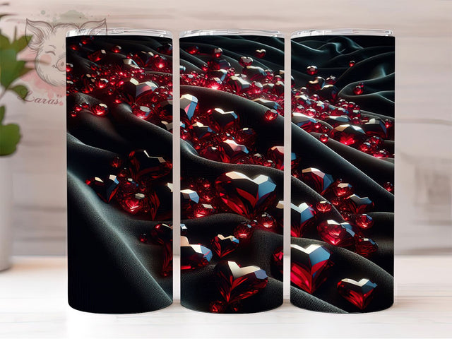 3D Red and Black Valentine Tumbler, Red and Black Heart, 3D Love Design, 20Oz Wrap Design, Valentine Sublimation, Romantic Heart Art, Bold Valentine Theme Sublimation Lara' s Designs 