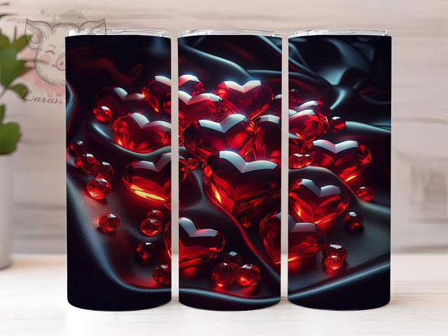 3D Red and Black Valentine Tumbler, Red and Black Heart, 3D Love Design, 20Oz Wrap Design, Valentine Sublimation, Romantic Heart Art, Bold Valentine Theme Sublimation Lara' s Designs 
