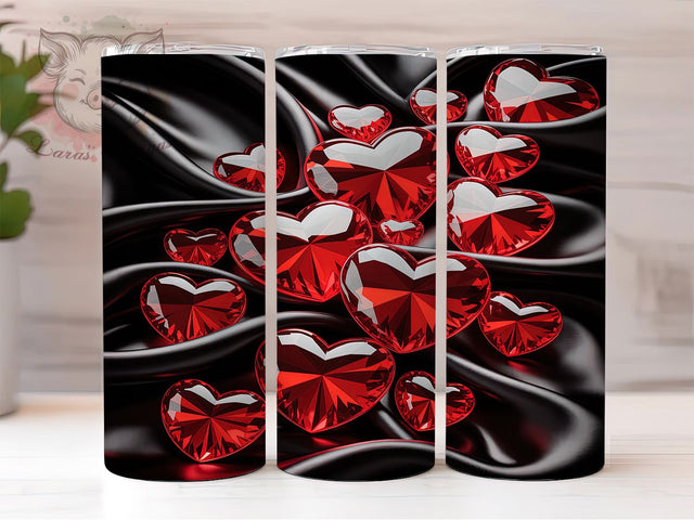 3D Red and Black Valentine Tumbler, Red and Black Heart, 3D Love Design, 20Oz Wrap Design, Valentine Sublimation, Romantic Heart Art, Bold Valentine Theme Sublimation Lara' s Designs 
