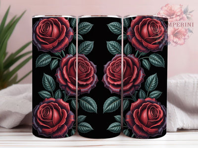 3D Red Black Roses Tumbler, Red Black Floral, Elegant Wrap, Sublimation Art, 20oz Tumbler, Romantic Theme, Bold Style Sublimation Li Zamperini 
