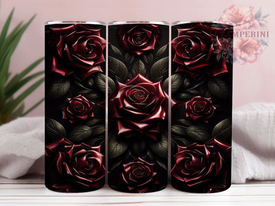3D Red Black Roses Tumbler, Red Black Floral, Elegant Wrap, Sublimation Art, 20oz Tumbler, Romantic Theme, Bold Style Sublimation Li Zamperini 