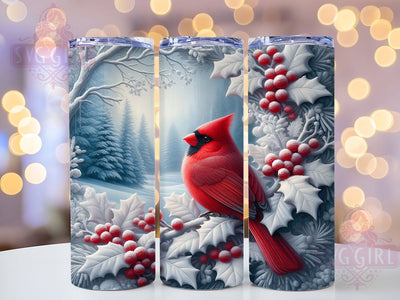 3D Red Cardinal Christmas Tumbler, Winter Bird, 3D Design, Christmas Wrap, Wildlife Tumbler, 20oz Tumbler, Sublimation Print Sublimation SvggirlplusArt 