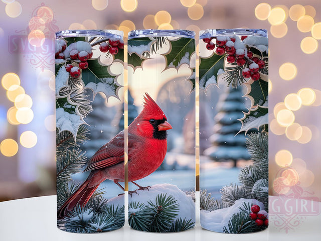 3D Red Cardinal Christmas Tumbler, Winter Bird, 3D Design, Christmas Wrap, Wildlife Tumbler, 20oz Tumbler, Sublimation Print Sublimation SvggirlplusArt 