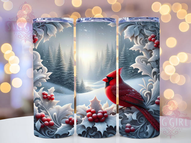3D Red Cardinal Christmas Tumbler, Winter Bird, 3D Design, Christmas Wrap, Wildlife Tumbler, 20oz Tumbler, Sublimation Print Sublimation SvggirlplusArt 