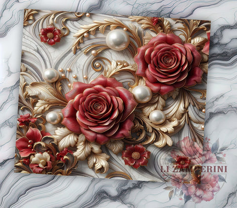 3D Red Roses Tumbler Wrap, Red Roses Tumbler, 3D Floral Design, Flower Drinkware, 20oz Tumbler Wrap, Sublimation Art, Floral Gift, Romantic Decor Sublimation Li Zamperini 
